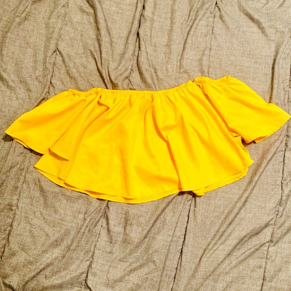 Yellow flowy off the shoulder top